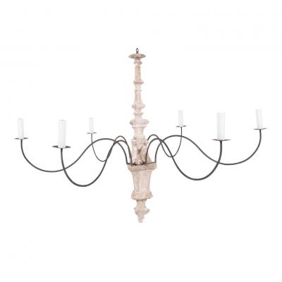 Hand Carved Six Arm Chandelier