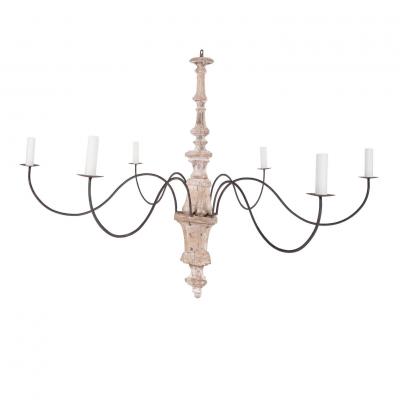 Hand Carved Six Arm Chandelier