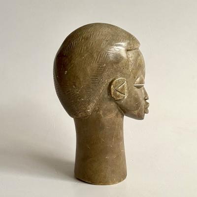 Hand Carved Soapstone Tribal Bust 1940s