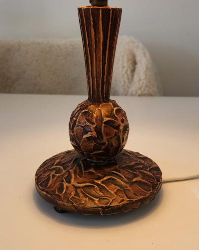Hand Carved Swedish Table Lamp 1930s