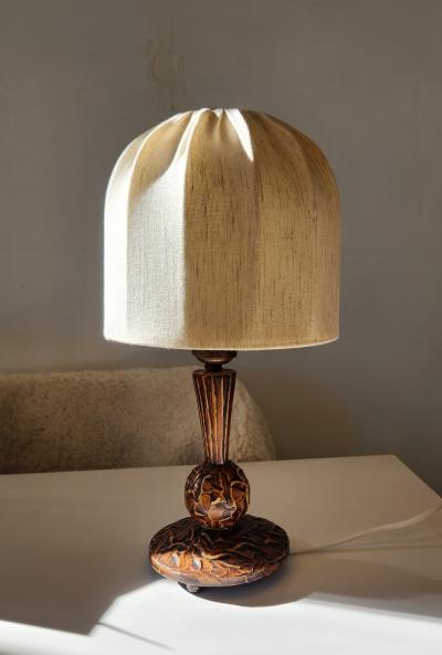 Hand Carved Swedish Table Lamp 1930s