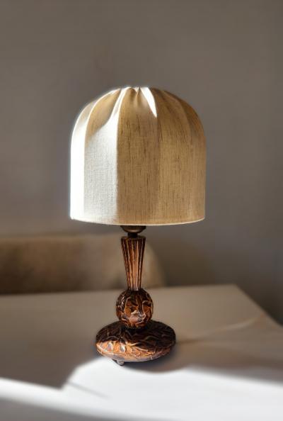 Hand Carved Swedish Table Lamp 1930s