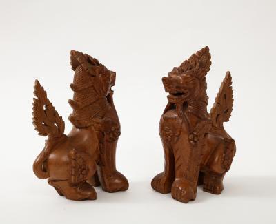 Hand Carved Teak Temple Guards