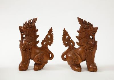 Hand Carved Teak Temple Guards