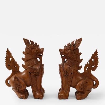 Hand Carved Teak Temple Guards
