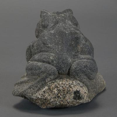 Hand Carved Toad on a Rock