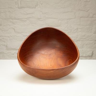 Hand Carved Triangular Teak Fruit Bowl Denmark 1960s