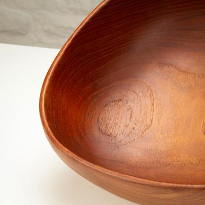 Hand Carved Triangular Teak Fruit Bowl Denmark 1960s