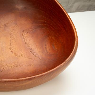 Hand Carved Triangular Teak Fruit Bowl Denmark 1960s