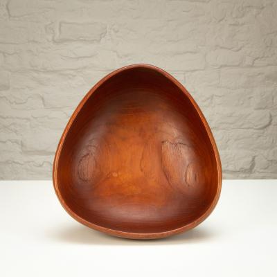 Hand Carved Triangular Teak Fruit Bowl Denmark 1960s