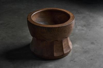 Hand Carved Usu Wooden Mortar Japan Early 20th Century