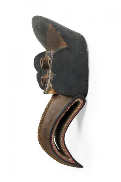 Hand Carved and Painted Wood Mask Wall Plaque in Bird Form