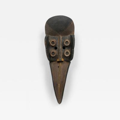 Hand Carved and Painted Wood Mask Wall Plaque in Bird Form