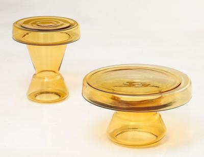 Hand Casted Amber Gold Murano Glass Side Table Italy Tall 17 75 H