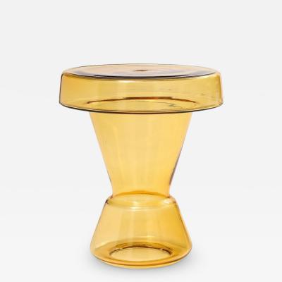 Hand Casted Amber Gold Murano Glass Side Table Italy Tall 17 75 H
