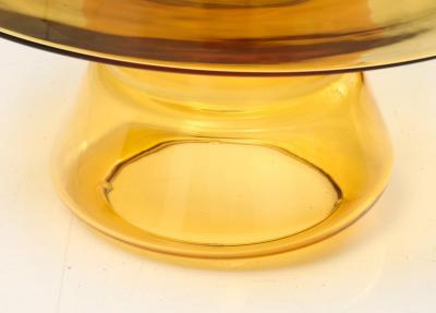 Hand Casted Amber Gold Round Murano Glass Side Table Italy Short 12 5 H