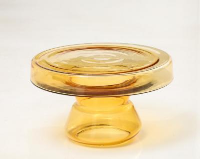 Hand Casted Amber Gold Round Murano Glass Side Table Italy Short 12 5 H