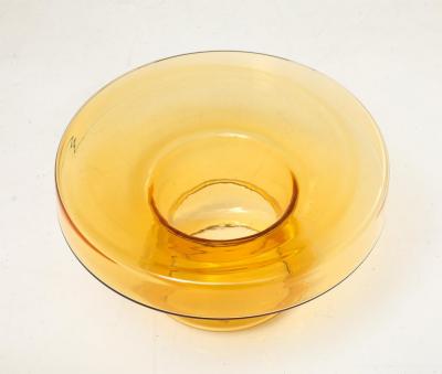 Hand Casted Amber Gold Round Murano Glass Side Table Italy Short 12 5 H
