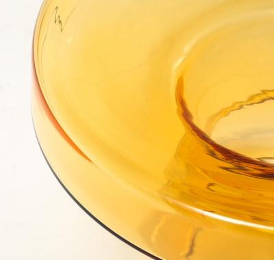 Hand Casted Amber Gold Round Murano Glass Side Table Italy Short 12 5 H