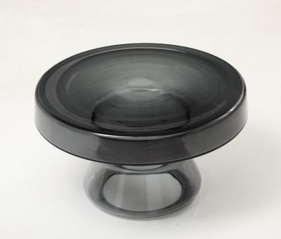 Hand Casted Smoke Grey Round Murano Glass Side Table Italy Short 12 5 H