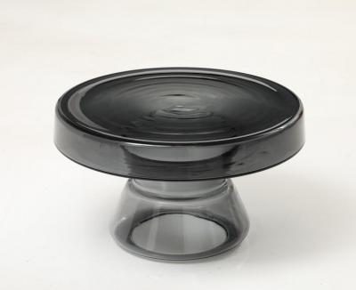 Hand Casted Smoke Grey Round Murano Glass Side Table Italy Short 12 5 H
