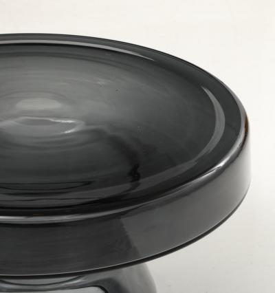 Hand Casted Smoke Grey Round Murano Glass Side Table Italy Short 12 5 H