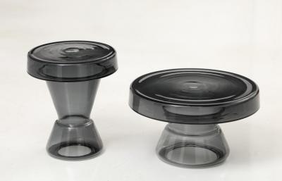 Hand Casted Smoke Grey Round Murano Glass Side Table Italy Short 12 5 H