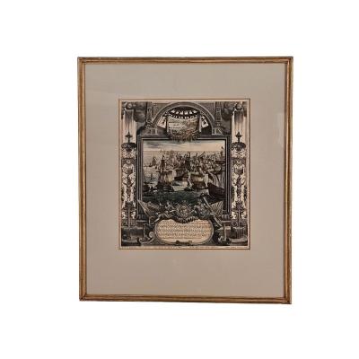 Hand Colored Engraving Siege of Gaeta Germany circa 1720