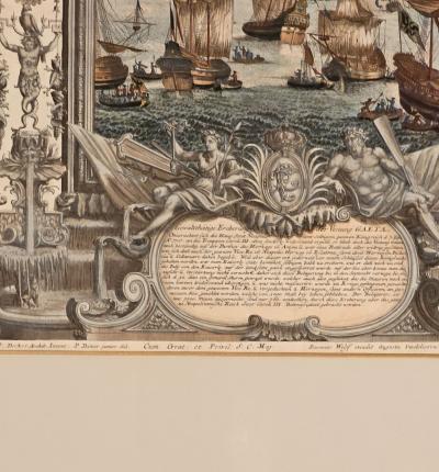 Hand Colored Engraving Siege of Gaeta Germany circa 1720