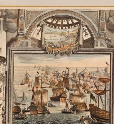 Hand Colored Engraving Siege of Gaeta Germany circa 1720