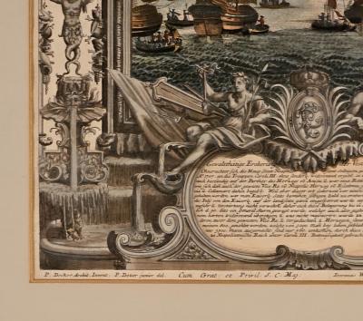 Hand Colored Engraving Siege of Gaeta Germany circa 1720