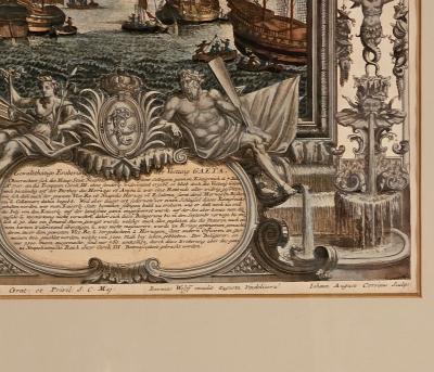 Hand Colored Engraving Siege of Gaeta Germany circa 1720