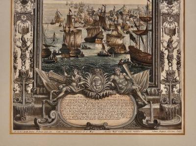 Hand Colored Engraving Siege of Gaeta Germany circa 1720