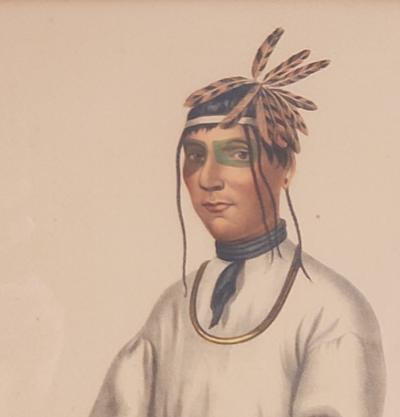 Hand Colored Engraving of American Indians 19th Century