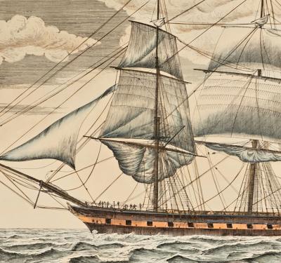 Hand Colored Nautical Engraving The Windsor Castle England circa 1850