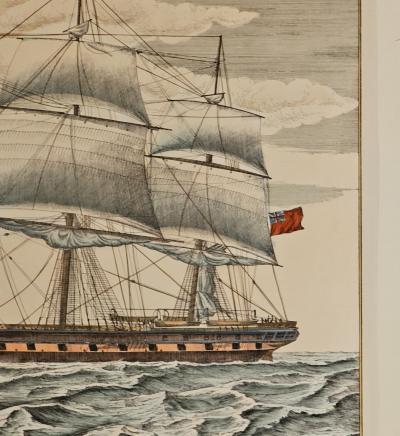 Hand Colored Nautical Engraving The Windsor Castle England circa 1850