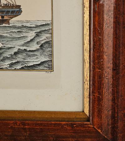 Hand Colored Nautical Engraving The Windsor Castle England circa 1850