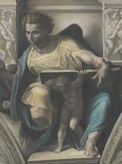 Hand Colored Victorian Engraving of Daniel from Sistine Chapel