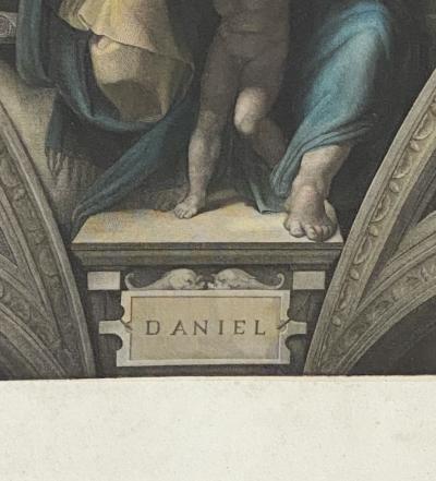 Hand Colored Victorian Engraving of Daniel from Sistine Chapel