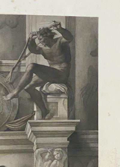 Hand Colored Victorian Engraving of Daniel from Sistine Chapel