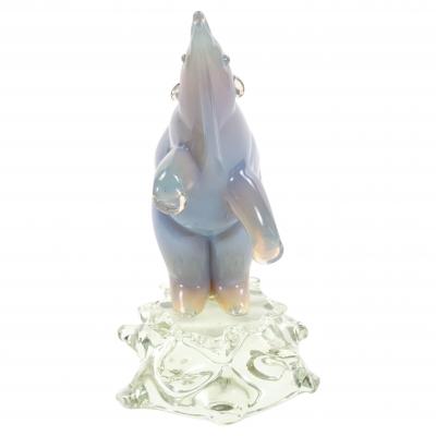 Hand Crafted Blown Glass Lucite Decorative Sculpture Of A Standing Polar