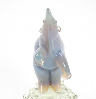 Hand Crafted Blown Glass Lucite Decorative Sculpture Of A Standing Polar