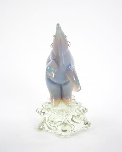 Hand Crafted Blown Glass Lucite Decorative Sculpture Of A Standing Polar