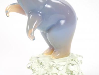 Hand Crafted Blown Glass Lucite Decorative Sculpture Of A Standing Polar