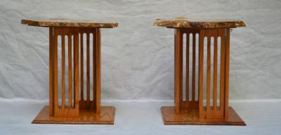 Hand Crafted Californian Studio Polished Stone Top End Tables from the 1960s