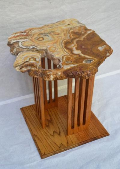 Hand Crafted Californian Studio Polished Stone Top End Tables from the 1960s