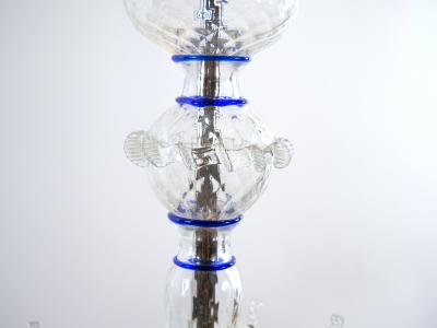 Hand Crafted Mouth Blown Blue Venetian Murano Glass Six Arm Chandelier