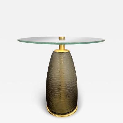 Hand Crafted Murano Battuto Glass Brass Side Table 2023
