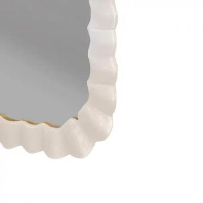 Hand Crafted Ruffled Murano Lattimo Glass Framed Mirror 2024