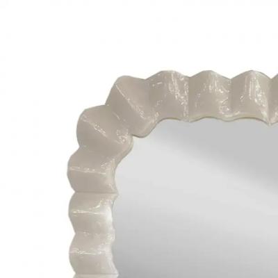 Hand Crafted Ruffled Murano Lattimo Glass Framed Mirror 2024